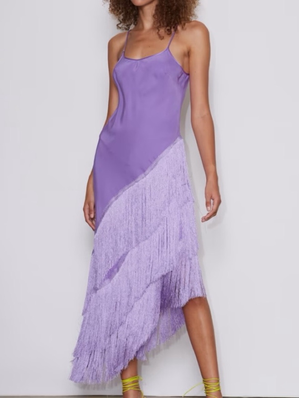 Anthropologie Delfi Lavender Purple Fringe Slip Dress - Women
